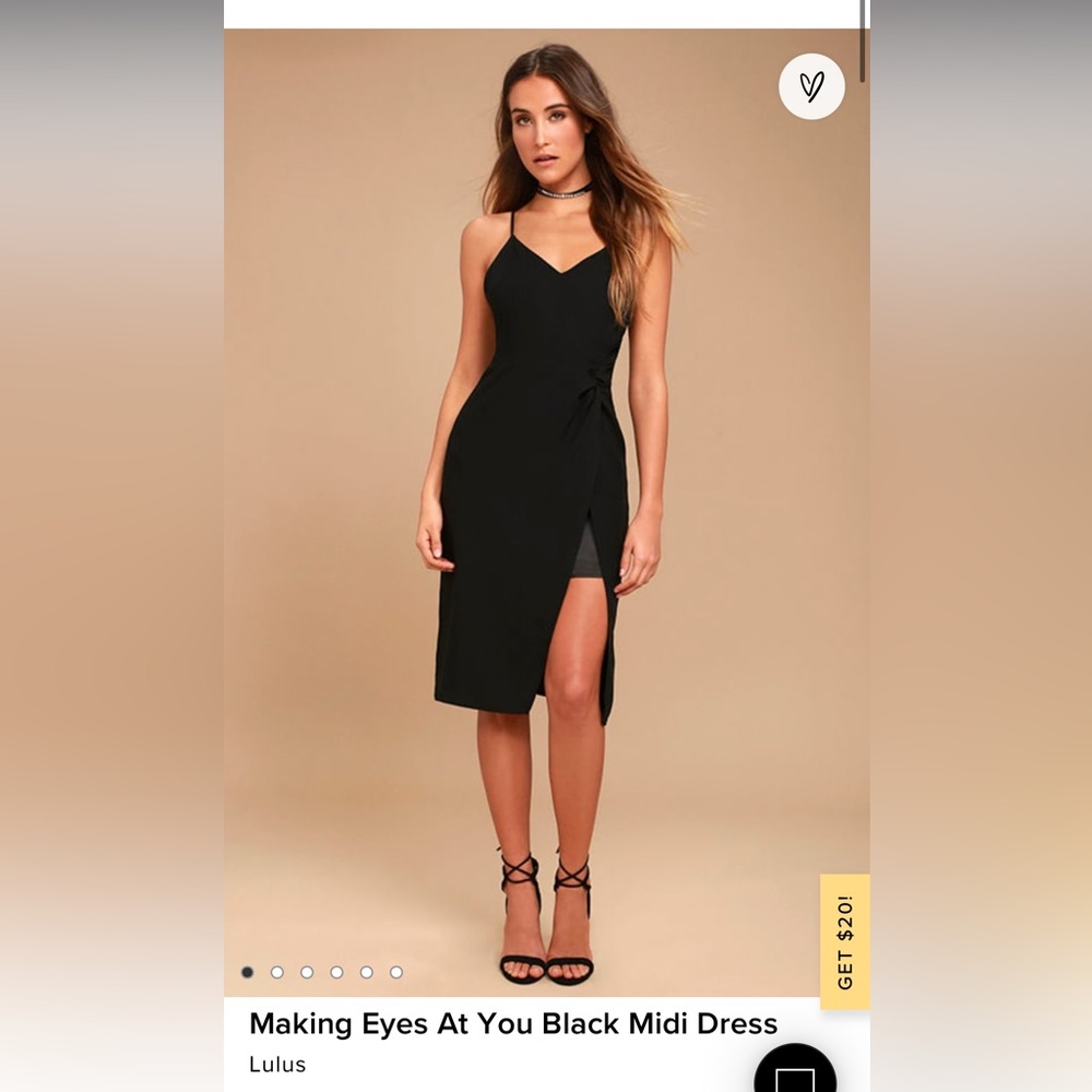 Lulu’s Making Eyes At You Black Midi Dress Size XL